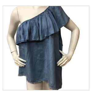 NWT Free 2 Luv one shoulder denim top -- 3X‎
